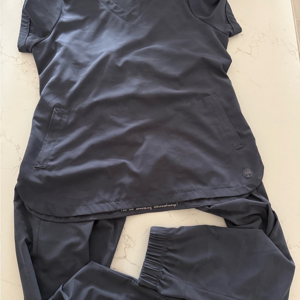 healing hands Grey camo scrub set